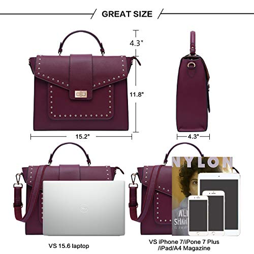 Laptop Bag for Women,15.6 Inch Laptop Tote Bag Briefcase Laptop Satchel Shoulder Bags with Detachable Widened Strap for Work Weekend (Burgundy)
