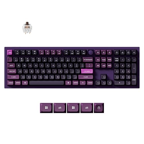 Image of Keychron Q6 Pro Full-Size Wireless Bluetooth Mechanical Keyboard, Full Aluminum, Hot-Swappable Keychron Super Brown Switch, Launcher Programmable, NKRO Knob, KSA PBT Keycaps, Mac /Win /Linux - Purple