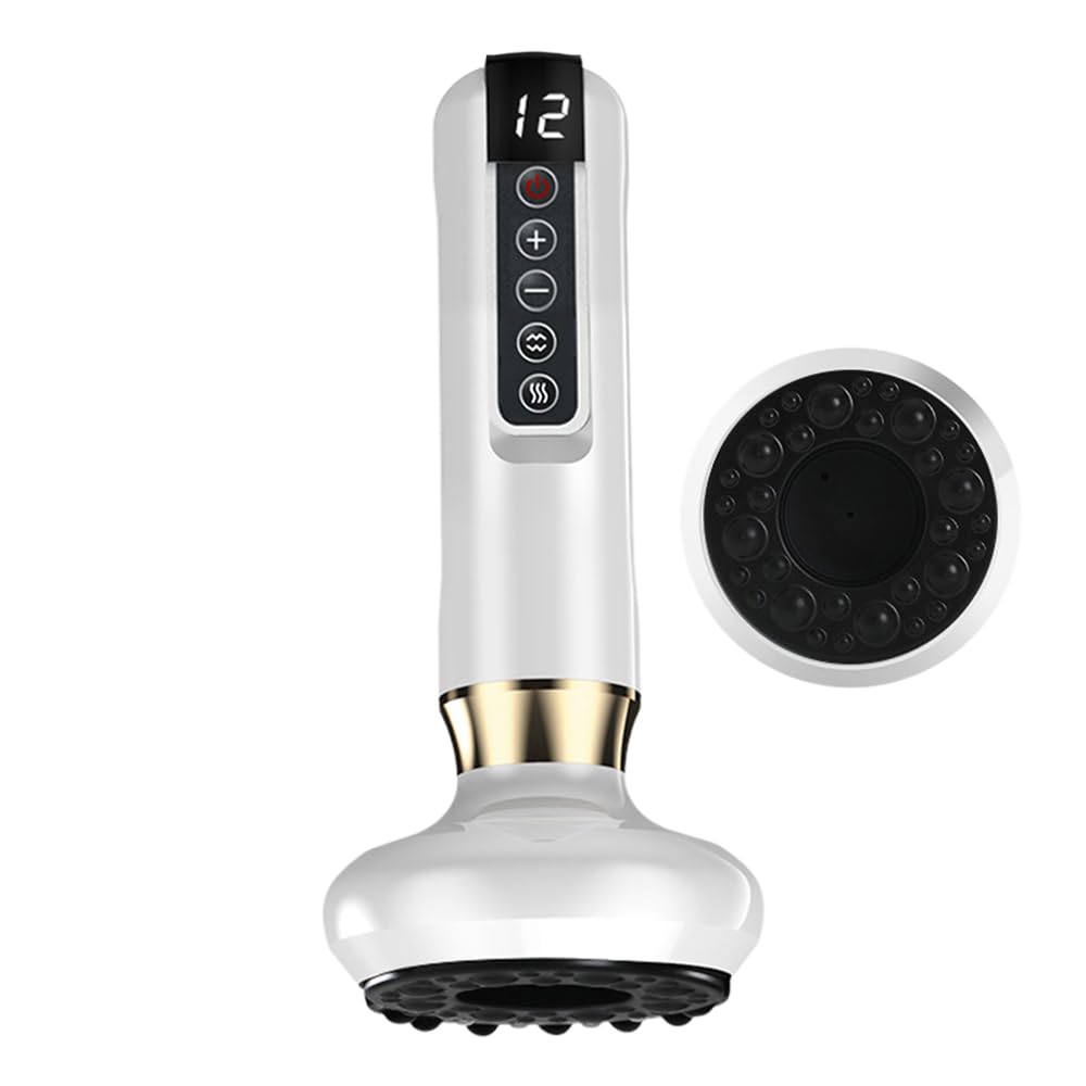 Anti-Cellulite Massager, Electric Suction Cup Therapy Massager, Adjustable 12 Levels Machine Muscle Massage, for Belly, Neck, Leg, Hip and Arm (White)