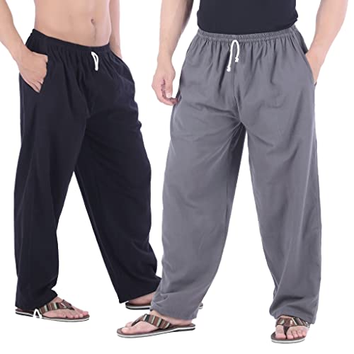 Men Lounge Pants Black + Gray-L