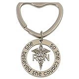 Infinity Collection RN Keychain Gift for Nurses – She Believed She Could So She Did Charm with Heart Clip and Caduceus Symbol, Inspirational Gift for Registered Nurse Graduation or Nurse Week