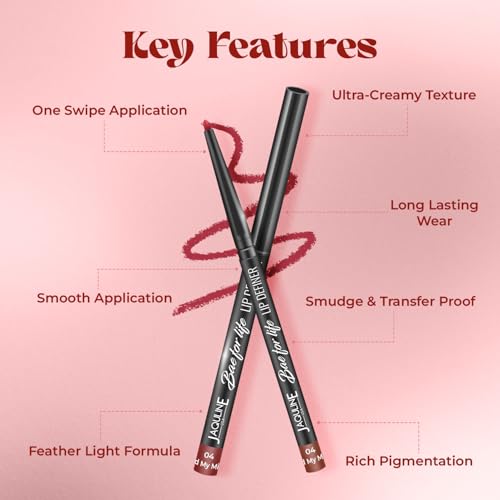 Image of JAQULINE USA Bae For Life Lip Definer lipliner | Long Lasting Lip Liner Pencil | Waterproof | Smudge Proof | Matte Finish | Paraben Free | Vegan & Cruelty Free Lipliner | Red My Mind 04, 0.3g