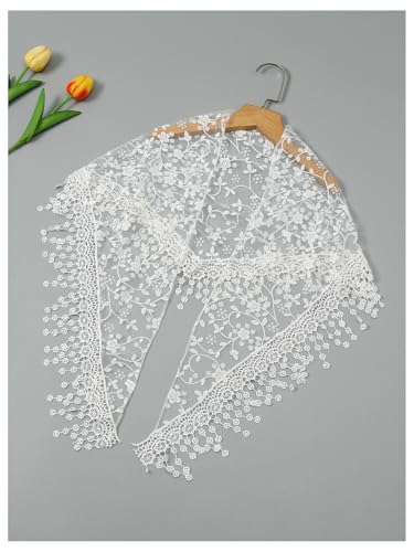 Floerns Women's Lightweight Lace Fringe Trim Triangle Scarves Hair Bandana Headscarf2