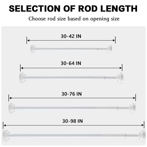 Haryaers Shower Curtain Rod, 43 To 76 Inch No Drilling White 1 Inch Diameter Shower Curtain Rods Spring Curtain Tension Rod For Bathroom Adjustable thumb #5