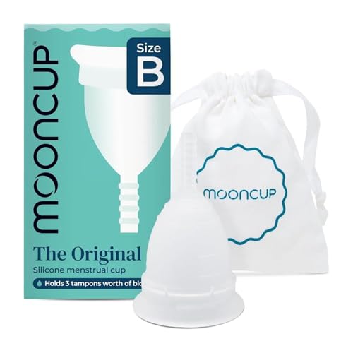 Mooncup Original Menstrual Cup - Medical-Grade Silicone Period Cup for Protection - Holds 3 Tampons Worth of Fluid - Toxin-Free Eco-Friendly & Easy to Insert - Size B (Under 30 or No Vaginal Birth)