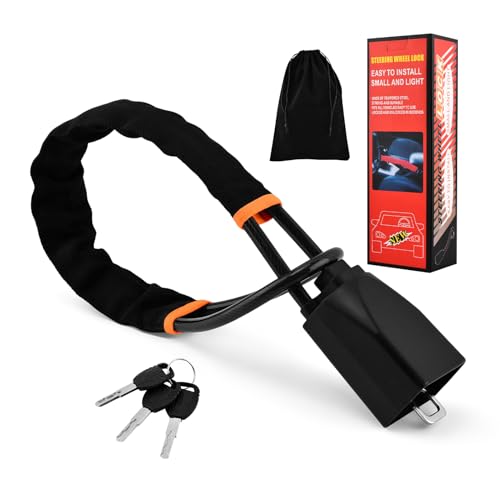 Car Steering Wheel & Seat Belt Lock, Universal Anti-Theft Device Lock with 3 Keys for Car Security...
