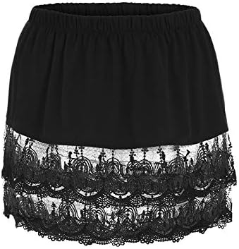 Women’s Lace Extender Mini Lace Underskirt Skirts Half Slip Extra Length Plus Size Elastic Waist Half Slip Mini Skirts