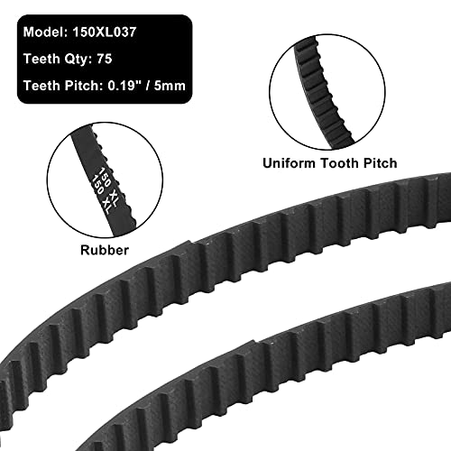 Qjaiune 2Pcs 150Xl 037 Timing Belt 75 Teeth Black Cogged Rubber Geared Belt 10Mm Cog Drive Belt (150Xl037) #TOP3