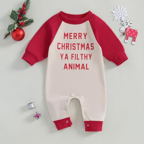 Baby Boys Girls Christmas Jumpsuits Long Sleeve Letters Print Rompers Bodysuit Newborn Fall Winter Outfit2