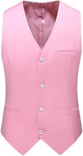 Chalecos ajustados para hombre, sin mangas, formal, de negocios, de gran tamaño, casual, color rosa, talla M asiática, talla XS