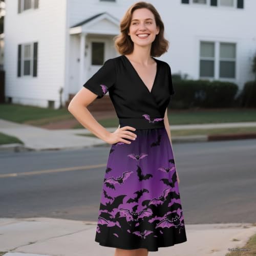 Image of Women's Summer Dresses Short Sleeve Formal Dresses with Pockets | Lightweight polyester fabric delivers cool airflow during hot summer outdoor activities