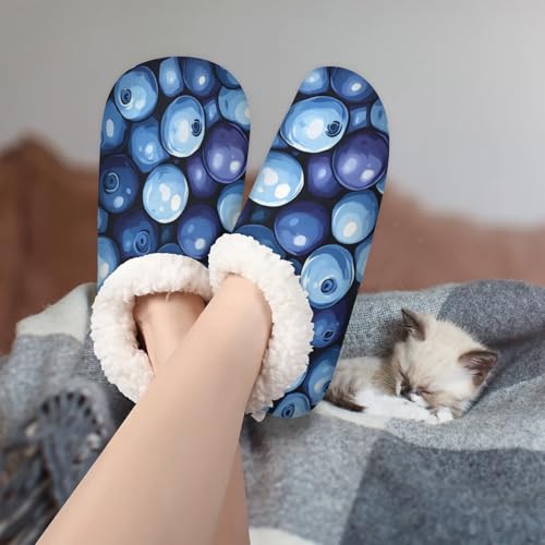Blueberries Women's Slippers Socks Cozy Fuzzy Sherpa House Shoes Winter House Bedroom Slippers3