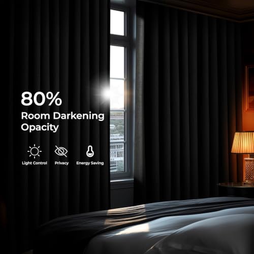 Image of HPD Half Price Drapes Grommet Linen Curtains 120 Inches Long Room Darkening Curtains for Bedroom & Living Room (1 Panel), 50W x 120L, Essential Black