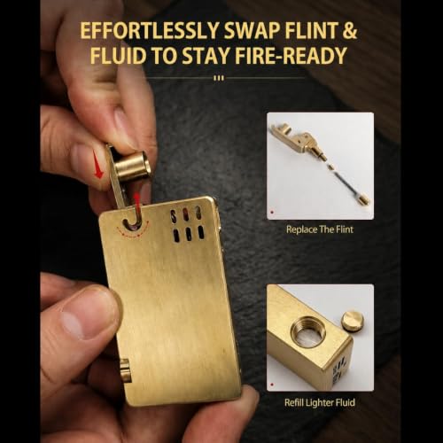 Image of Smoke King Monolith Brass Lighter - Premium Refillable Fluid Lighter (Fuel Not Included)