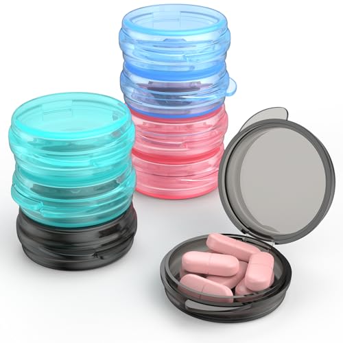 Image of Small Pill Box, (8 Pack) Travel Pill Case Portable Daily Pill Organizer Mini Medicine Storage Container for Pocket Purse Cod Liver Oil Storage Box Earplug Case