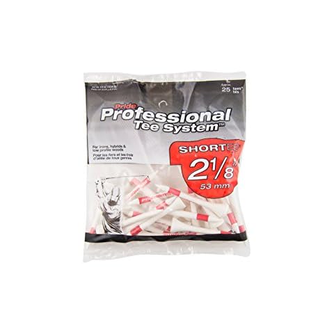Pride Professional Tee System, 2-1/8 inch Shortee Tee, 25 Count Bags, Red on White Cover