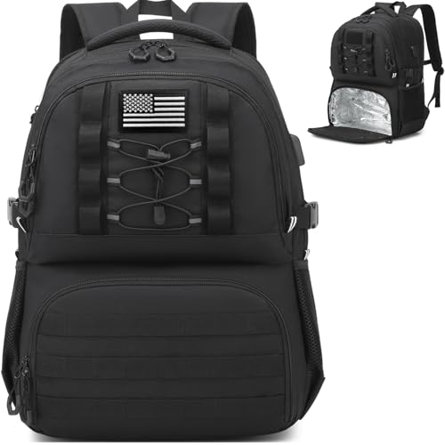 Laptop Lunch Backpack for Men, 40L Large Capacity Waterproof Insulated Cooler Backpack with USB and Lunch Box Compartment, RFID Laptop Work Backpack for Work, Travel, Picnic