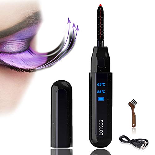 DOTSOG Heated Eyelash Curler, Electric Eyelash Curler, Professional Mini Eyelash Curler USB Rechargeable, Quick Heating Long Lasting, with LED Display