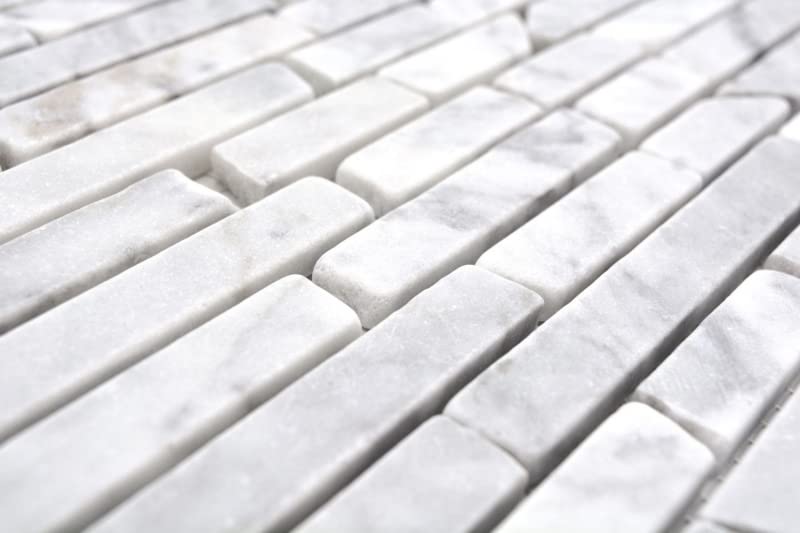 Piastrelle di mosaico in pietra naturale marmo bianco carrara effetto opaco parete pavimento cucina bagno doccia MOS40-Brick2000_f