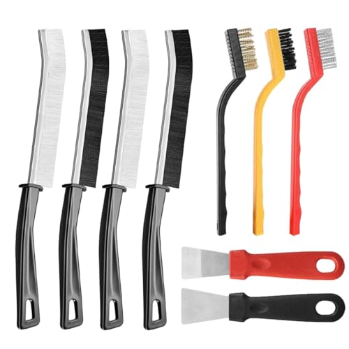 IKOPFLN Cepillo para limpieza de grietas, cepillo de limpieza multiusos, cepillo para limpieza de ducha, cepillo de cerdas duras para cocina, baño, huecos de puertas y ventanas, azulejos, paquete de 9