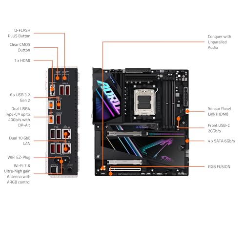 GIGABYTE X870E AORUS Xtreme AI TOP AMD AM5 LGA 1718 Scheda Madre, E-ATX, DDR5, 4X M.2, PCIe 5.0, USB4, WIFI7, 10GbE LAN, EZ-Latch, 5 anni di garanzia - Scheda madre - Immagine 7