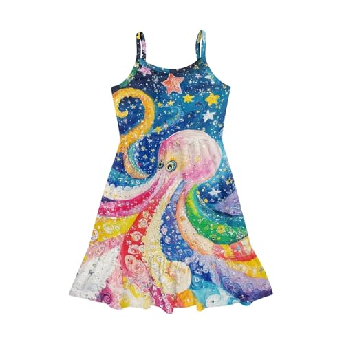 Girls Dresses Summer Casual Flowy Cami Dress Beach Party Soft Sleeveless Midi Pleated Tiered Sundress