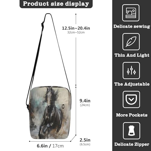 small messenger bag for women Crossbody Bags For Women Casual Everyday Purse Adjustable Strap for outdoor sports outdoor sports- Horse Ink Style3