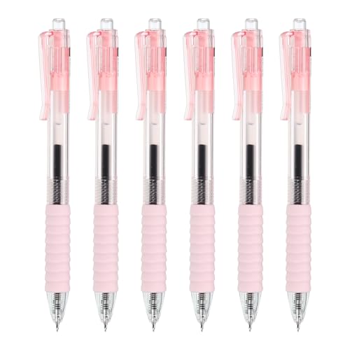 Conjunto de 6 bolígrafos retráctiles de tinta rosa 0.5 mm