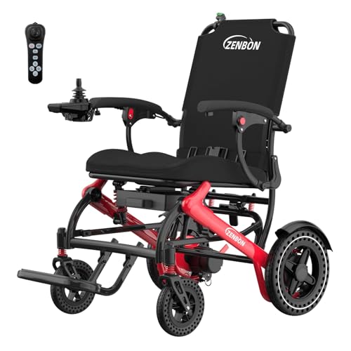 Silla de ruedas eléctrica plegable ligera 17,8 kg: 25 KM Silla de ruedas eléctrica con mando a distancia y botón de ayuda deslizante trasero, silla de ruedas eléctrica plegable All Terrain