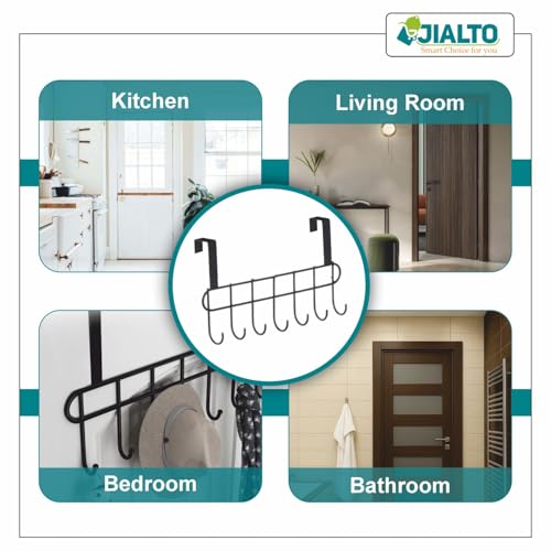 Image of JIALTO Bathroom Hanger Without Drilling Over Door Hangers For Clothes | Cloth Hook /Door Hooks | Hanger For Door | Wall Hanger For Clothes Hanging | Durable And Versatile Door Hanging Accessory (Black)