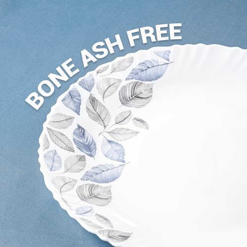 Image of Treo by Milton Opalware Aurelia Lunis Dinner Set of 6 | Serving for 2 | Microwave & Dishwasher Safe | Bone-Ash Free | Tempered Toughness | Plates & Bowls | Crockery Set for Dining & Gifting