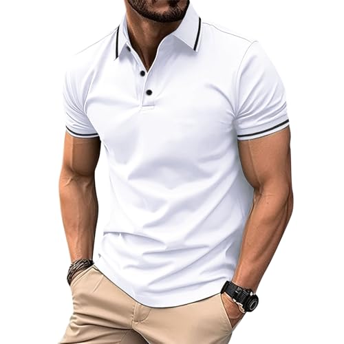 EDITCOZY Polo Homme Manches Courtes Golf Pull Casual Coton...