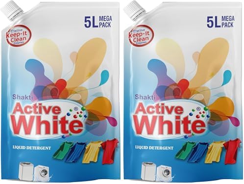 Active White Liquid Detergent - 5L Mega Pack | Lavender Fragrance | Front Load & Top Load Machine Wash & Bucket Wash Expert | Powerful Stain Removal | Gentle on Clothes | Value Family Refill Pack