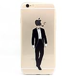iPhone 6 Case, iPhone 6s Case, JAHOLAN Amusing Whimsical Designs Clear TPU Soft Case Rubber Silicone Skin Cover for Normal 4.7 inches iPhone 6/6s - Smoking Man
