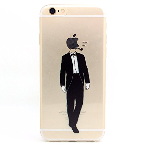 iPhone 6 Case, iPhone 6s Case, JAHOLAN Amusing Whimsical Designs Clear TPU Soft Case Rubber Silicone Skin Cover for Normal 4.7 inches iPhone 6/6s - Smoking Man