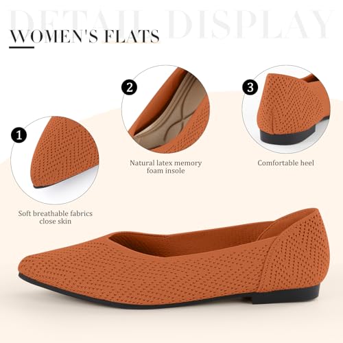 Image of Pointed Toe Flats for Women Knit Ballet Flats Women's Comfortable Dress Shoes Casual Business Work
