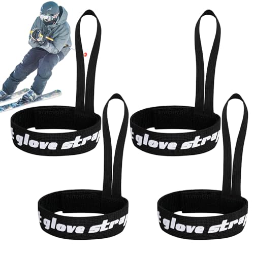 Correa para guantes - 4X Guantes de esquí al aire libre Esposas con correa - Correa para guantes deportivos Correa para guantes de snowboard Guante de esquí Esposas para esquiar Senderismo Snowboard