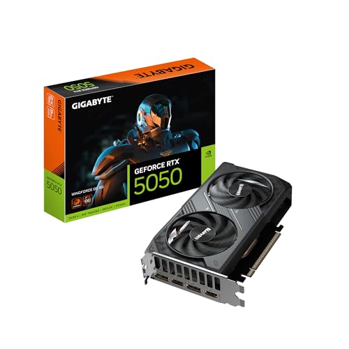 GIGABYTE GeForce RTX 5050 WINDFORCE OC 8G Graphics Card, 8GB 128-bit GDDR6, PCIe 5.0, WINDFORCE...