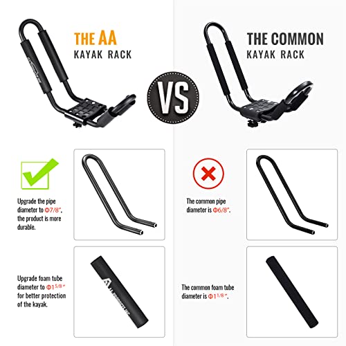AA-Racks Model X35 Truck Rack with 8 Non-Drilling C-Clamps and 2 Sets Kayak J-Racks with Ratchet Lashing Straps & Ratchet Bow and Stern Tie Down Straps