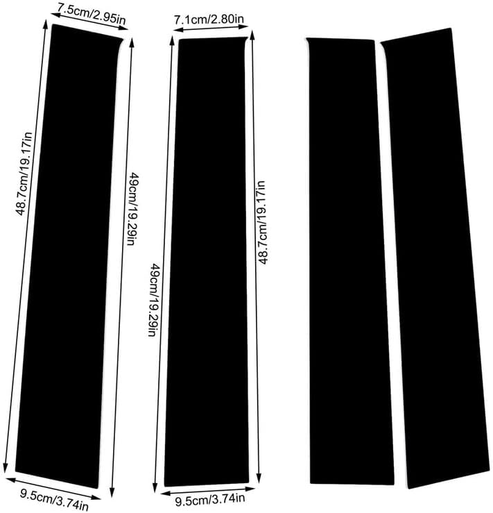 Miniatura 3 de Poste de pilar de ventana compatible con Do-dge Ram 1500 2500 3500 2009-2018 cubierta de puerta, color negro brillante, 4 piezas