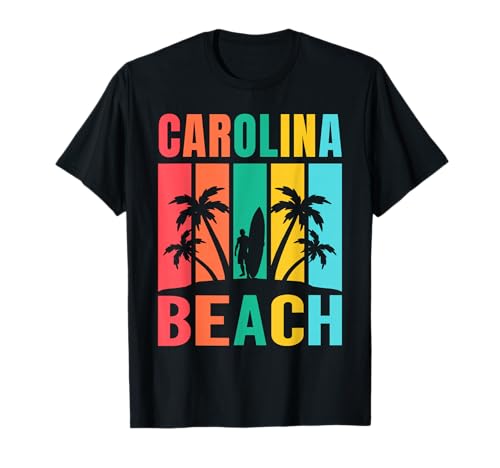 Carolina Beach Carolina del Norte Surf Vacaciones de Verano Retro Camiseta