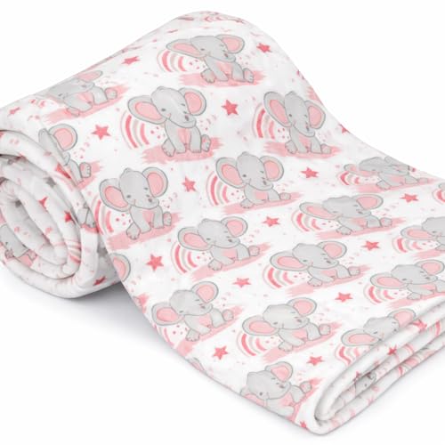 Image of Baby Blanket for Newborn | Ultra Soft Microfiber Cute Elephant Blanket | Multi-Purpose Baby Quilt for Bedding, Playmat & Travel