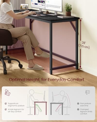 Image of VASAGLE Computer Desk, Steel Frame Gaming Desk for Home Office, 55.1 Inch | Office Desk, Gaming Table For Study, Work, Gaming, Writing, Bedroom, Living Room, Black ULWD214B101