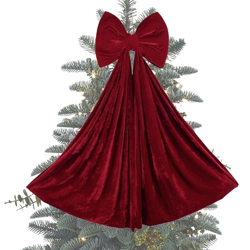 Liqzirtu Lazos para árbol de Navidad – Lazos de terciopelo rojo, decoración vintage, gran decoración, decoración festiva, decoración elegante para el hogar para interior y exterior, puerta, pared