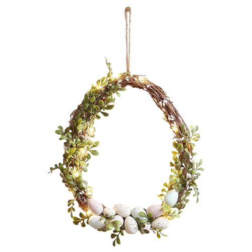 Corona di Pasqua di primavera: di Pasqua artificiale artificiale, luci della corona | Decorazione vibrante della parete della porta anteriore, decorazione di Pasqua esterna interna per c