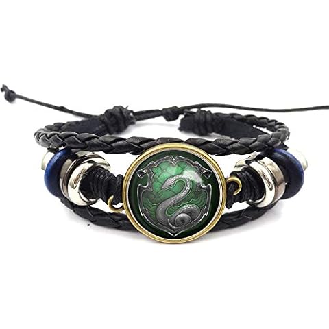 JTIISICY Snake Badge Logo Beaded Hand Woven Leather Bracelet Braided Punk Chain Cuff Cover