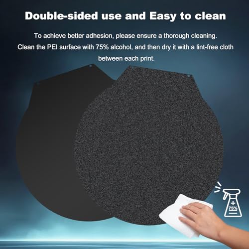 Image of Round 270mm Black Build Plate for Flsun Sr Super Racer /SR /T1 Pro /T1 /QQS Pro, Double Sided Textured PEI+Smooth PEI Flexible Spring Steel Platform Heated Print Bed for 3D Printer