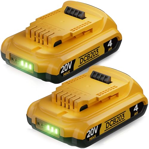 4Ah Replacement Compatible for Dewalt 20V MAX Battery with High Capacity Batteries Cordless Power Tools 20 Volt DCB201 DCB203 DCB204 DCB205 DCB206 DCD DCF DCG Series Cordless Drill Power ToolsY