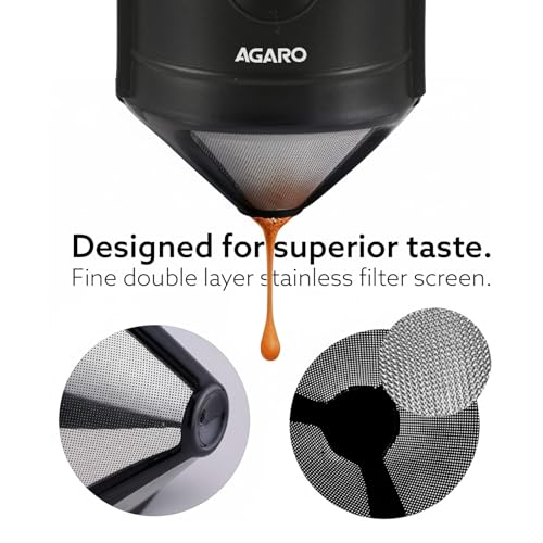 Image of AGARO Pour Over Coffee Maker with Double Mesh Filter, Food Grade 304 Stainless Steel & Plastic Coffee Dripper, 100% Paperless, Foldable-Portable & Easy to Clean, Retains True Coffee Flavour