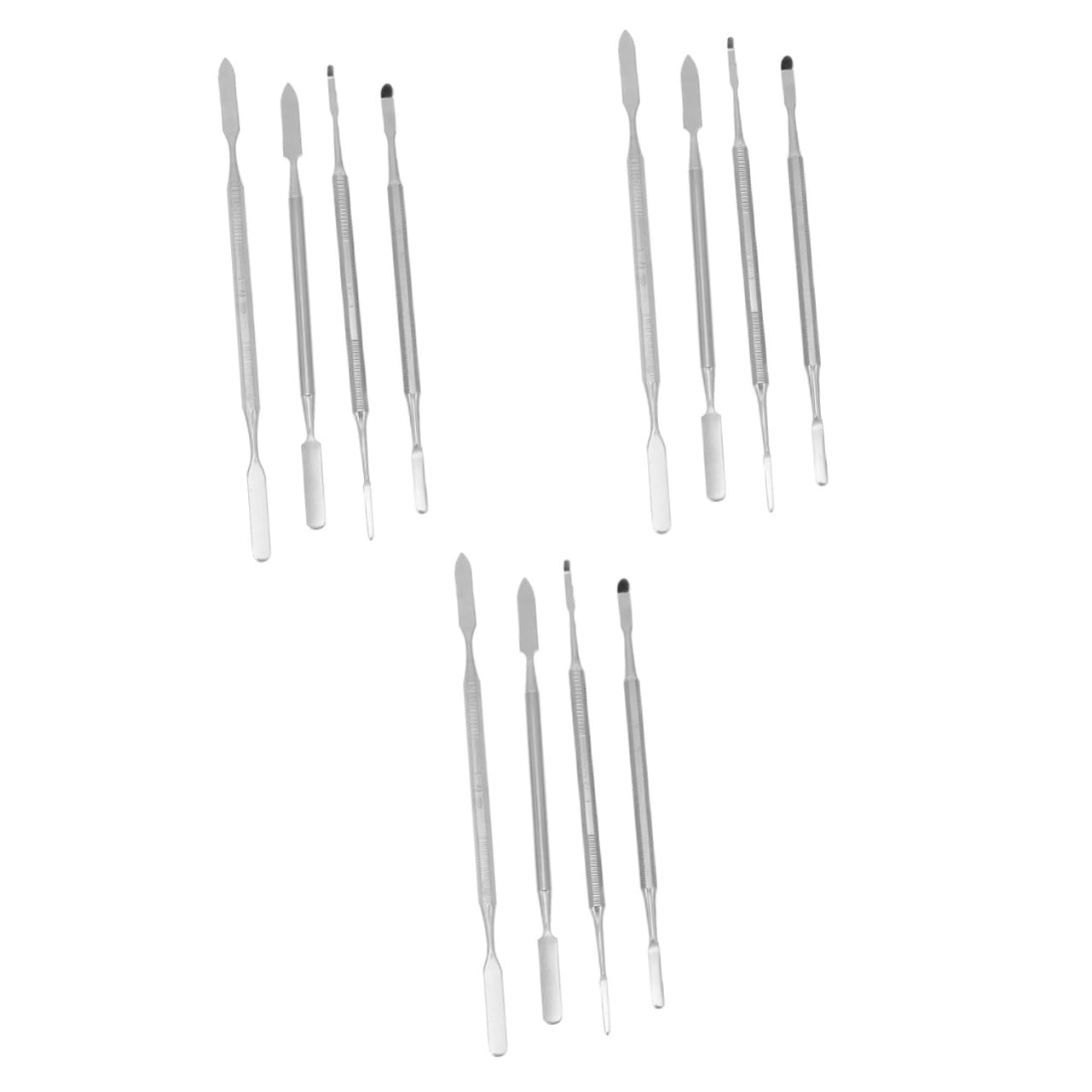 FOMIYES 3sets Stainless Steel Makeup Spatula Tool Set Double-sided Manicure Mixing Stick Nail Art Stirring Rod for Daily Cosmetics 4pcs*3